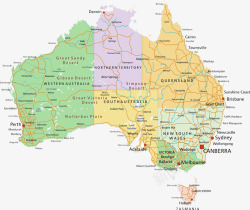 英文版地图澳大利亚地图高清图片