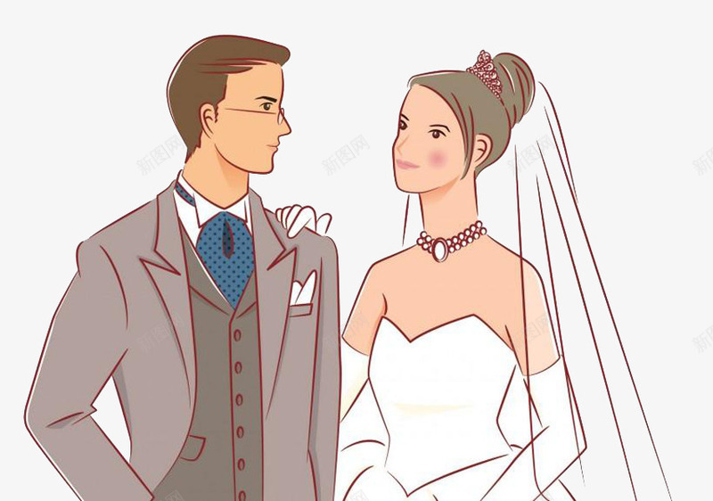 结婚照人物卡通图png免抠素材_新图网 https://ixintu.com 人物 卡通图 结婚照