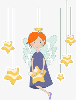 天使挂饰可爱天使和星星挂饰矢量图高清图片