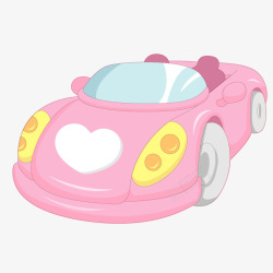 创意玩具车手绘粉色汽车矢量图高清图片