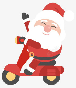 骑电瓶车卡通骑电瓶车的圣诞老人高清图片