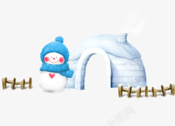 二十四节气小雪卡通可爱雪人元素素材