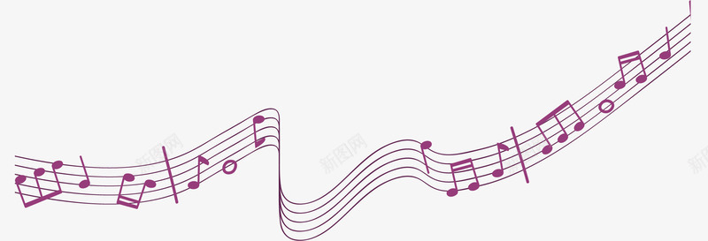 紫色飘扬的五线谱矢量图ai免抠素材_新图网 https://ixintu.com 五线谱 悠扬音符 矢量png 紫色音乐 音乐节 音符 矢量图