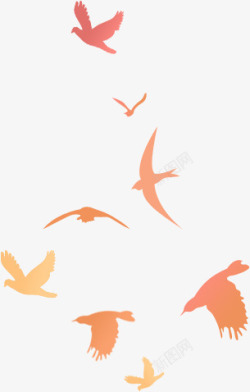 手绘动物飞鸟燕子橙色素材