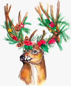 圣诞节彩绘麋鹿素材