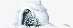 狗洞冬季圆形雪房子装饰高清图片