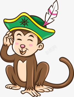 棕色猴子抱枕戴帽子的猴子高清图片