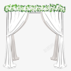 白色幕帘婚礼白色拱门高清图片