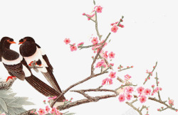 中国风七夕节日鹊桥会中国风树枝和鸟图画高清图片