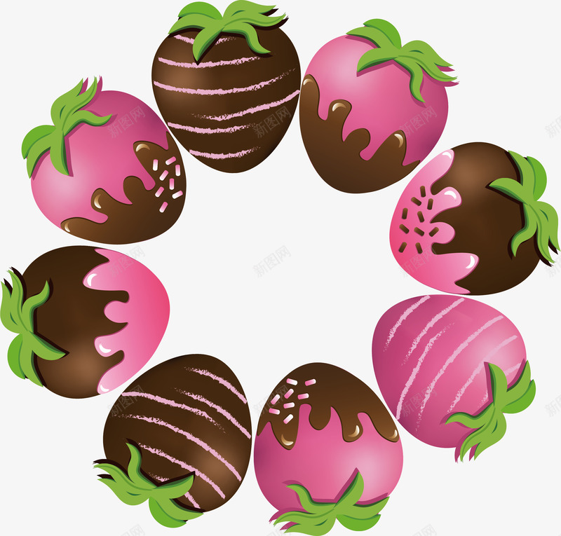 草莓巧克力边框矢量图eps免抠素材_新图网 https://ixintu.com 巧克力 巧克力边框 甜点 甜点边框 矢量png 草莓巧克力 矢量图