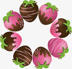 草莓巧克力边框矢量图素材