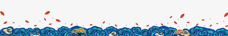 蓝色中国风边框png免抠素材_新图网 https://ixintu.com 中国风 时尚 花瓣 边框