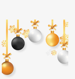 金银圣诞球金银色的圣诞球挂饰矢量图高清图片