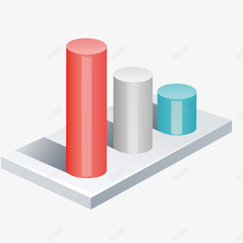 手绘圆柱统计图png免抠素材_新图网 https://ixintu.com 彩色 数学 立体 红色 银色统计学