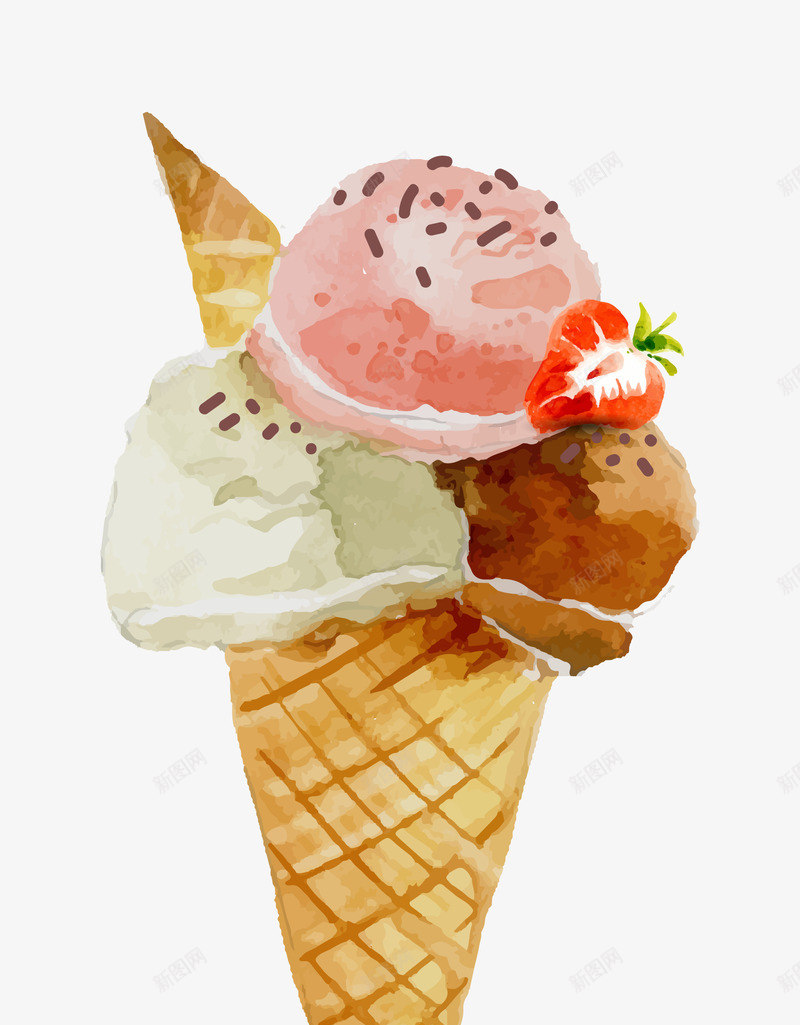 卡通手绘草莓冰淇淋png免抠素材_新图网 https://ixintu.com 创意 动漫动画 卡通手绘 甜品 简约 草莓冰淇淋