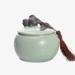 产品内植物陶瓷茶罐高清图片