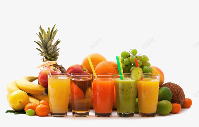 水果汁png免抠素材_新图网 https://ixintu.com 一堆水果 果汁 榨汁 水果汁