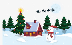 小屋圣诞节图片素材下着大雪的圣诞圣诞夜矢量图高清图片