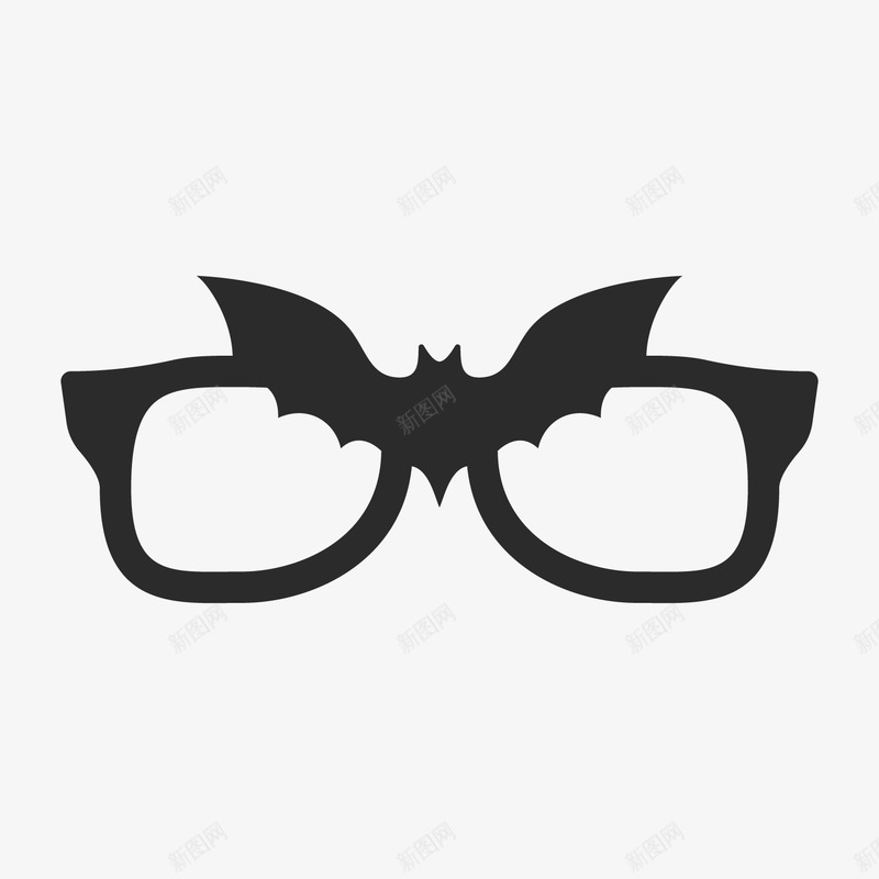 黑色蝙蝠眼镜元素矢量图图标ai_新图网 https://ixintu.com 万圣节 创意 动物 可爱 翅膀 节日 蝙蝠 黑色 矢量图