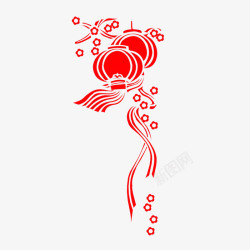 喜庆红色中国灯笼传统新年装饰元素材