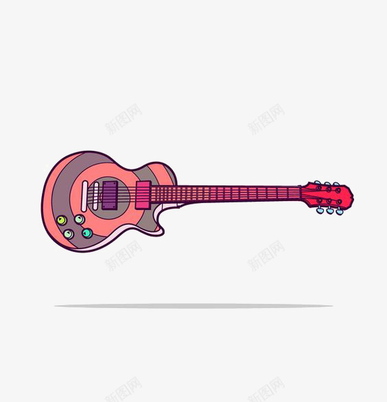 卡通吉他png免抠素材_新图网 https://ixintu.com 创意吉他 吉他免扣元素 电吉他 电声乐器 电子音乐 粉色吉他