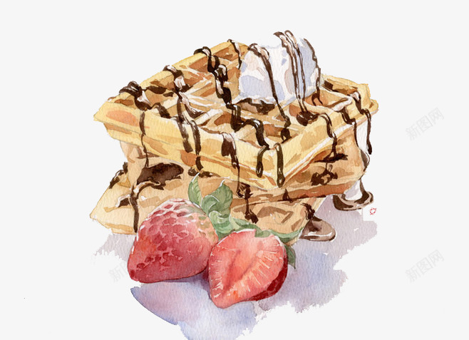 巧克力酱面包png免抠素材_新图网 https://ixintu.com 卡通 手绘 果酱 水果 草莓 面包