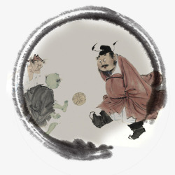 足球装饰中国风古人踢蹴鞠高清图片