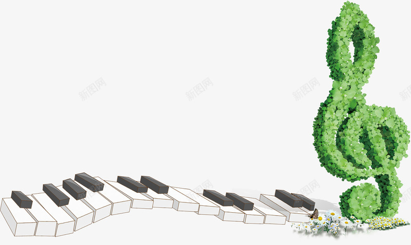 绿色音符钢琴琴键png免抠素材_新图网 https://ixintu.com 五线谱 免费下载 免费图片 琴键 绿色音符 钢琴