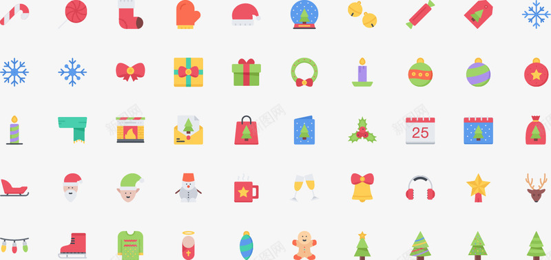 圣诞彩色扁平图标icon图标