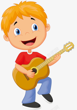 吉他弹吉他的小男孩图案高清图片