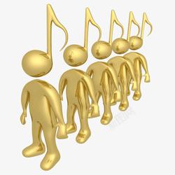 歌唱团3D质感金色音符插画高清图片