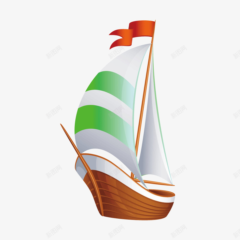 卡通木质帆船png免抠素材_新图网 https://ixintu.com 小船 帆船 木质 起航