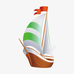 卡通木质帆船素材