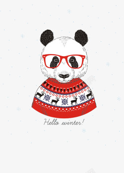 红色眼镜框黑白熊猫高清图片