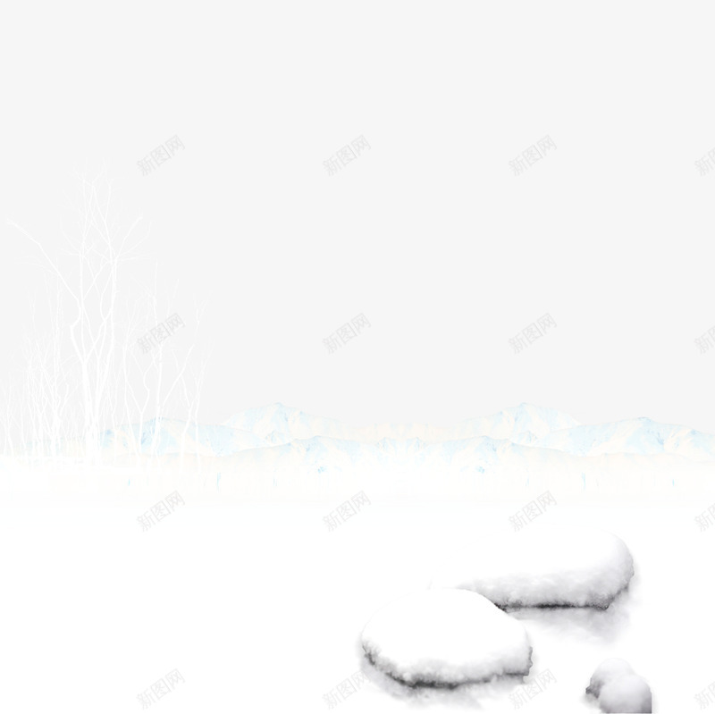 白色雪景png免抠素材_新图网 https://ixintu.com 树 白色 石头 积雪 风景素材