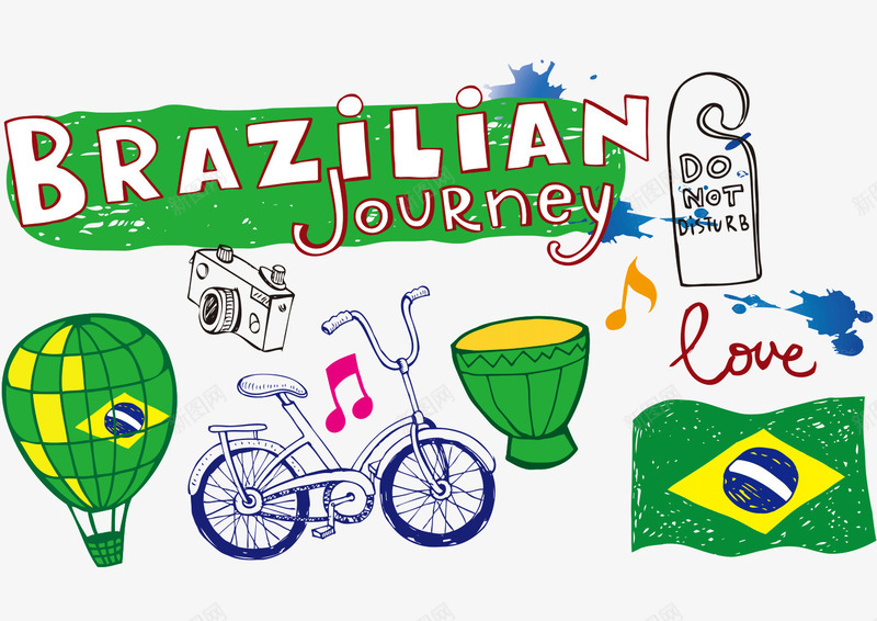 创意巴西足球杯元素png免抠素材_新图网 https://ixintu.com brazilia 创意 国旗 巴西 热气球 自行车 运动 音符