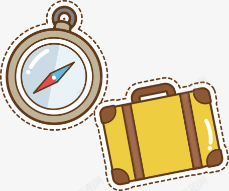 指南针手提箱旅游常备物品小图标矢量图图标