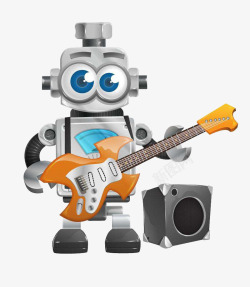 弹吉他的机器人素材