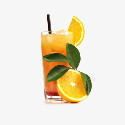 冰爽夏季橙汁新鲜水果汁素材