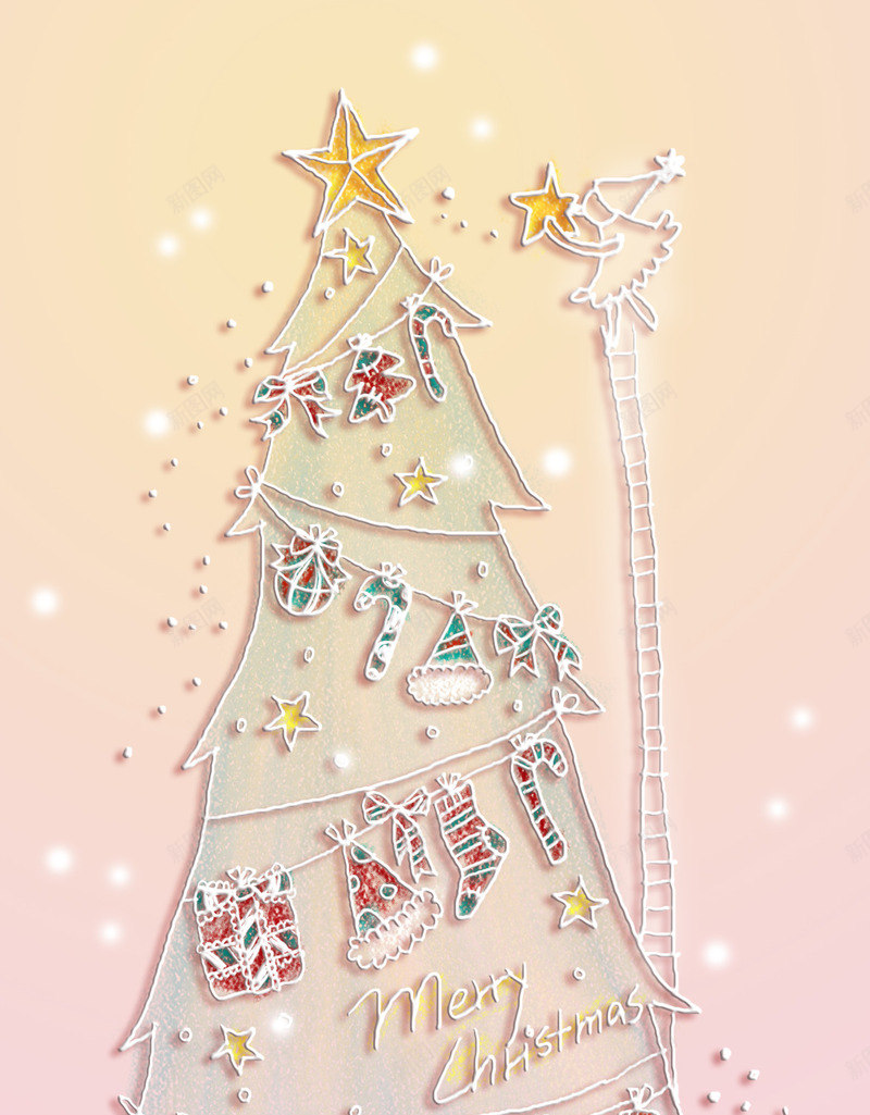 卡通手绘星星圣诞树背景png免抠素材_新图网 https://ixintu.com 卡通 圣诞树 手绘 星星