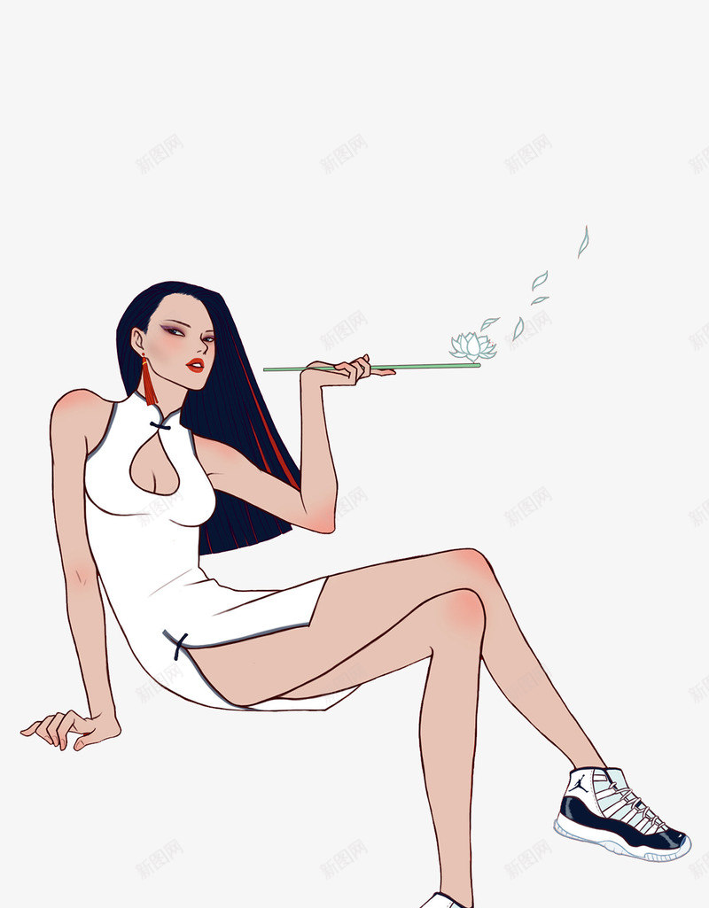 人物图案png免抠素材_新图网 https://ixintu.com 手拿烟袋的女人 穿旗袍的女人 美女图案