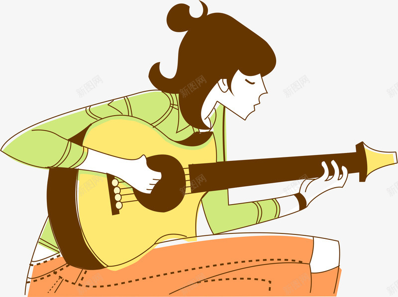 弹吉他的女孩png免抠素材_新图网 https://ixintu.com 卡通人物 卡通女孩 吉他 吉他少女 女孩 弹吉他 音乐