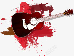 红色泼墨吉他素材