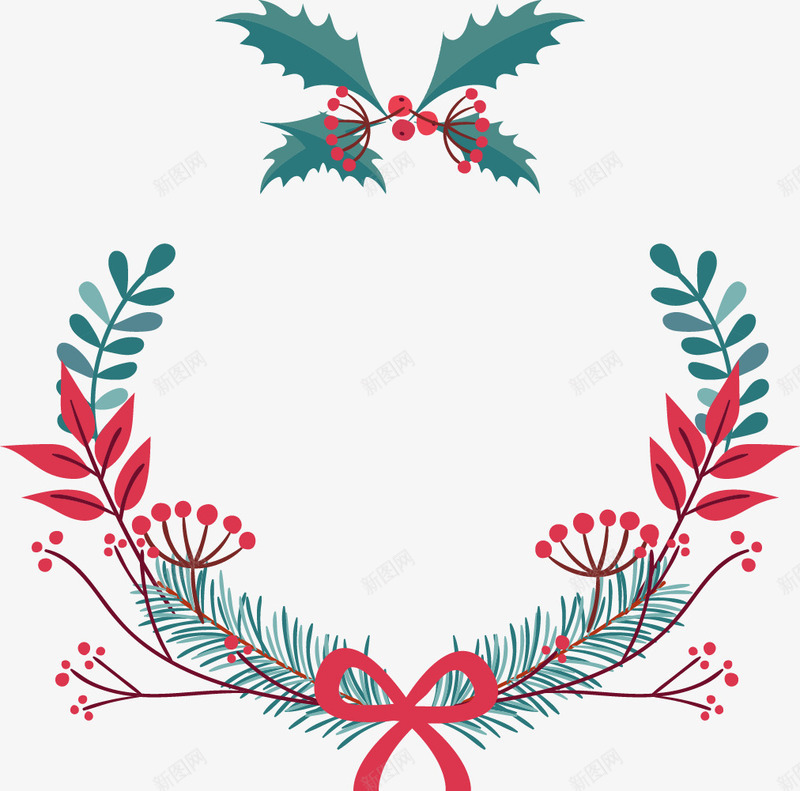 圣诞节橄榄枝庆祝装饰png免抠素材_新图网 https://ixintu.com 圣诞节 庆祝装饰 橄榄枝 花草 蝴蝶结