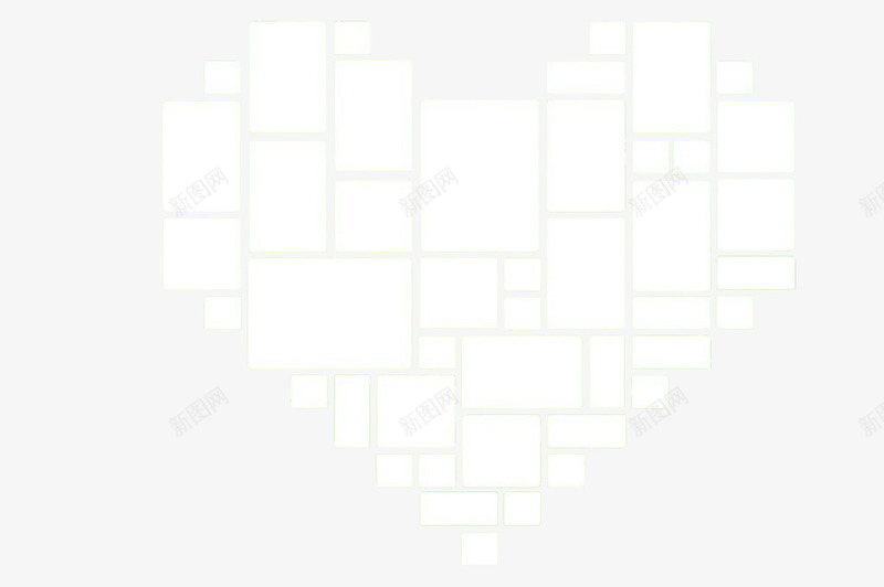白色心形照片墙png免抠素材_新图网 https://ixintu.com 心形 心形照片墙 照片 白色 装饰