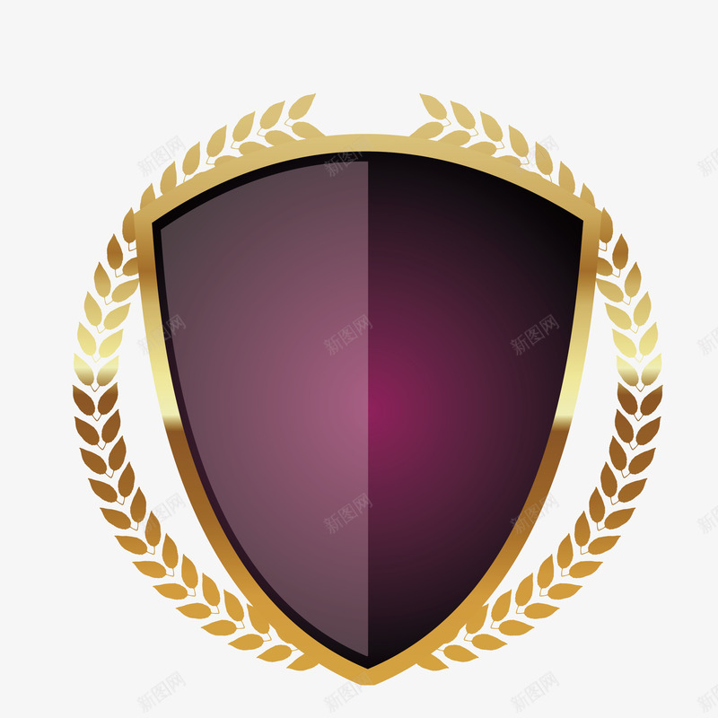 紫色的盾牌png免抠素材_新图网 https://ixintu.com png图形 盾牌 紫色 装饰 麦穗