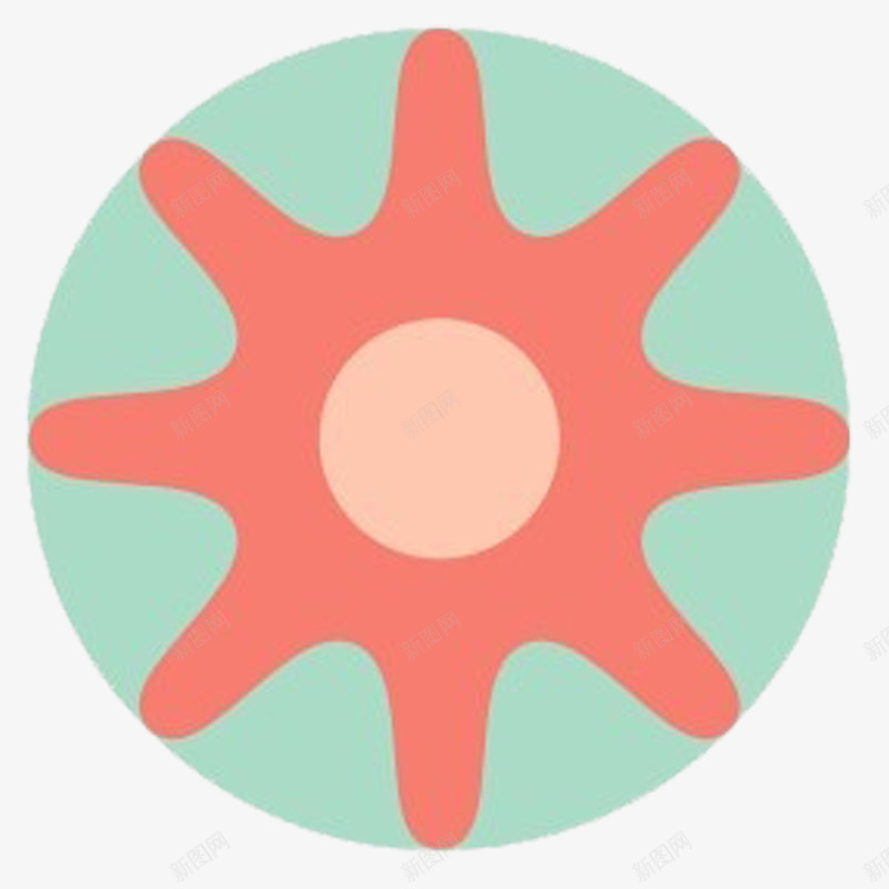 圆形花朵logo图标png_新图网 https://ixintu.com logo 标志 粉色 花店LOGO 花朵 青色背景