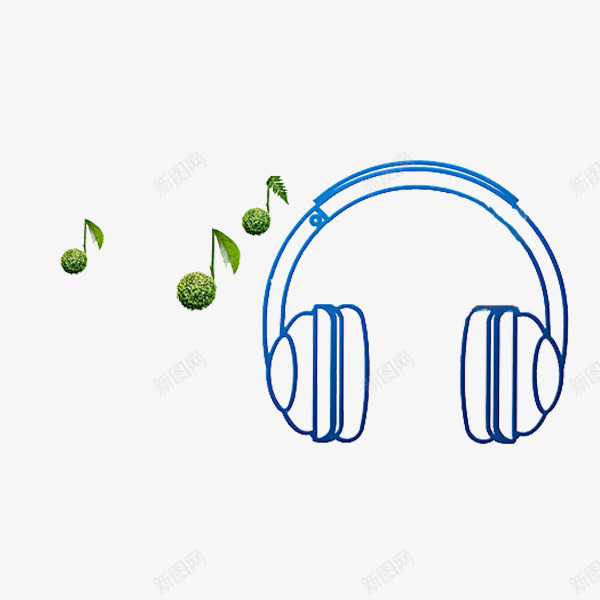 漂亮的耳机png免抠素材_新图网 https://ixintu.com 乐符 卡通 手绘 简笔 耳机 蓝色的