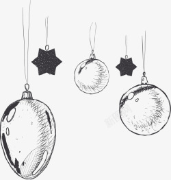 灰色吊球圣诞节手绘圣诞球高清图片