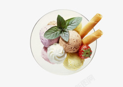 三色手工冰淇淋杯装小清新手工冰淇淋高清图片